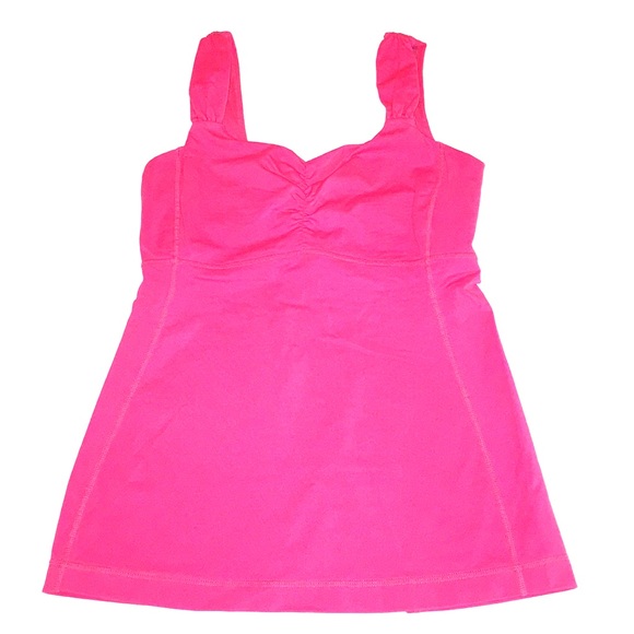 LULULEMON deep pink tank puckered/pleated accents - Picture 2 of 8